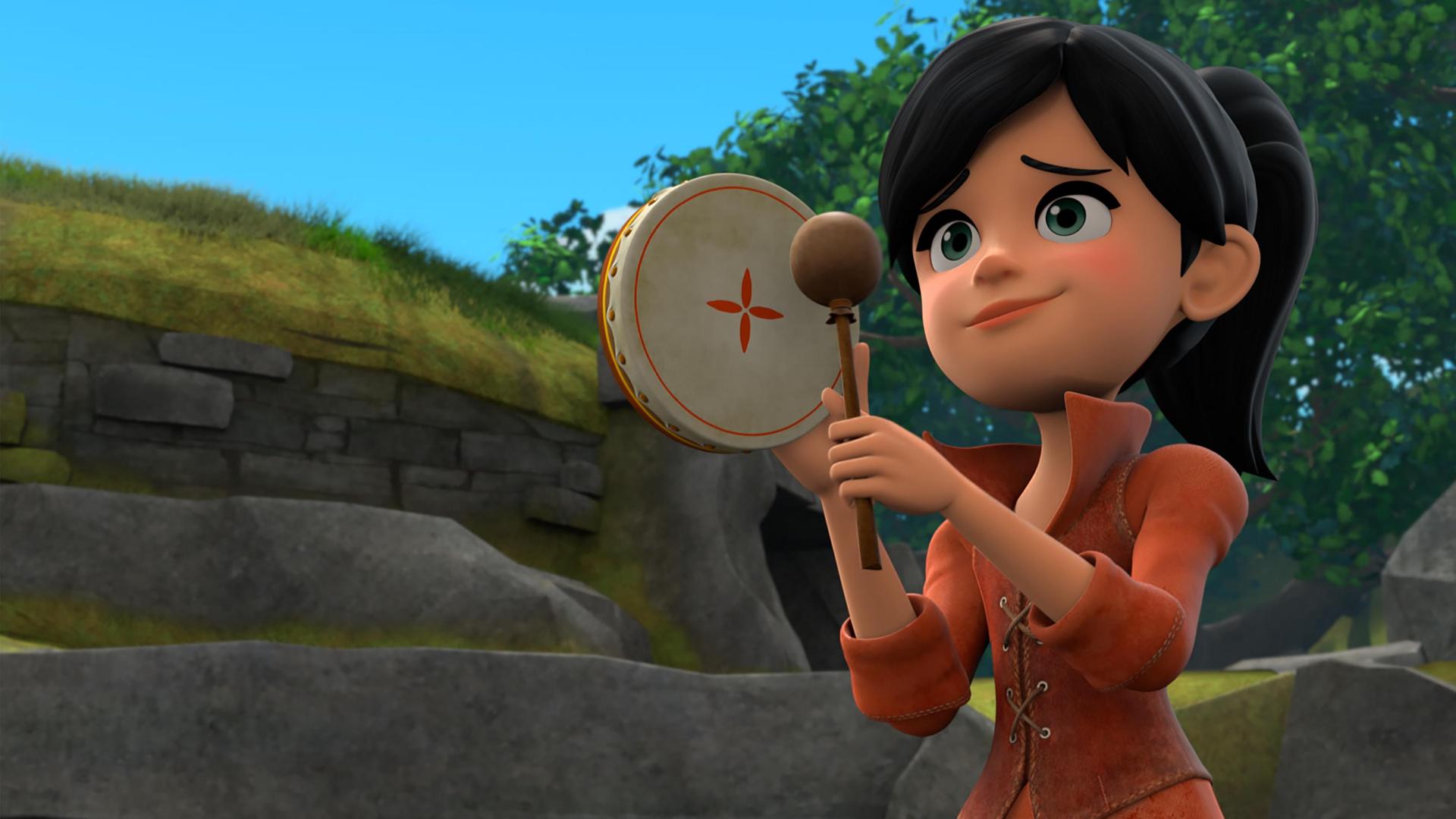 Auf einer Lichtung im Wald steht Scarlett. Sie schlägt mit einem Schlägel auf ein Tamburin. Der Wikingerfürst Harald nimmt bei ihr heimlich Tanzstunden.