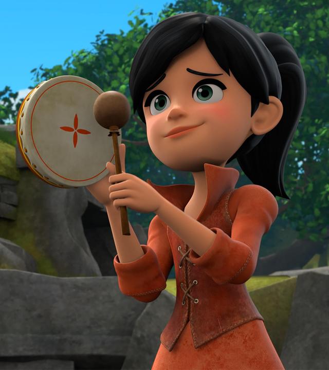 Auf einer Lichtung im Wald steht Scarlett. Sie schlägt mit einem Schlägel auf ein Tamburin. Der Wikingerfürst Harald nimmt bei ihr heimlich Tanzstunden.