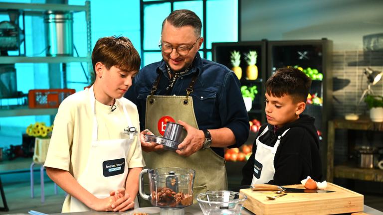 Sebastian Lege mit Bruno Kuster und Rejan Rudari, Besseresser goes Schule