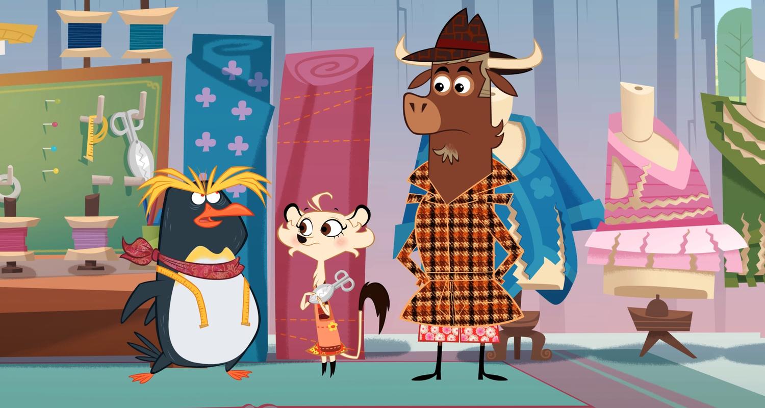 Der Pinguin ist außer sich. Er erklärt Hermione und Sherlock Yack, dass jemand seine neue Modekollektion verschnitten hat. Hermione und Sherlock Yack hören dem Pinguin interessiert zu.