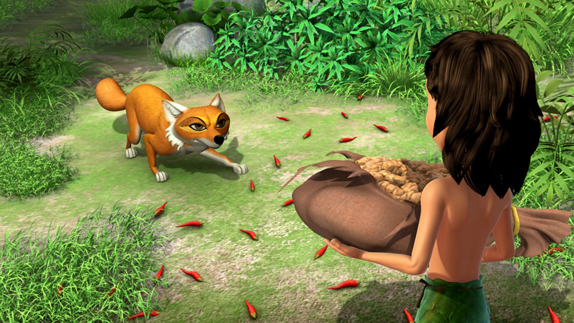 Tabaqui hindert Mogli am Gehen.