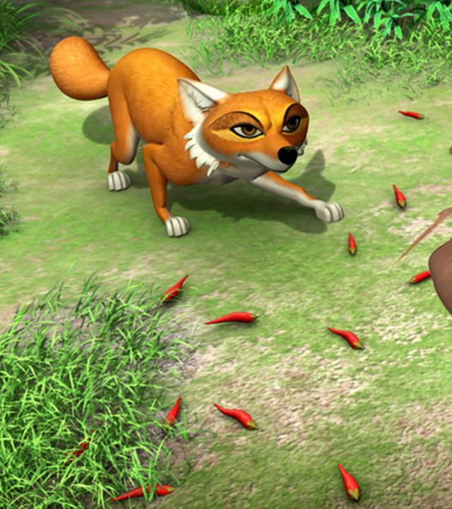 Tabaqui hindert Mogli am Gehen.