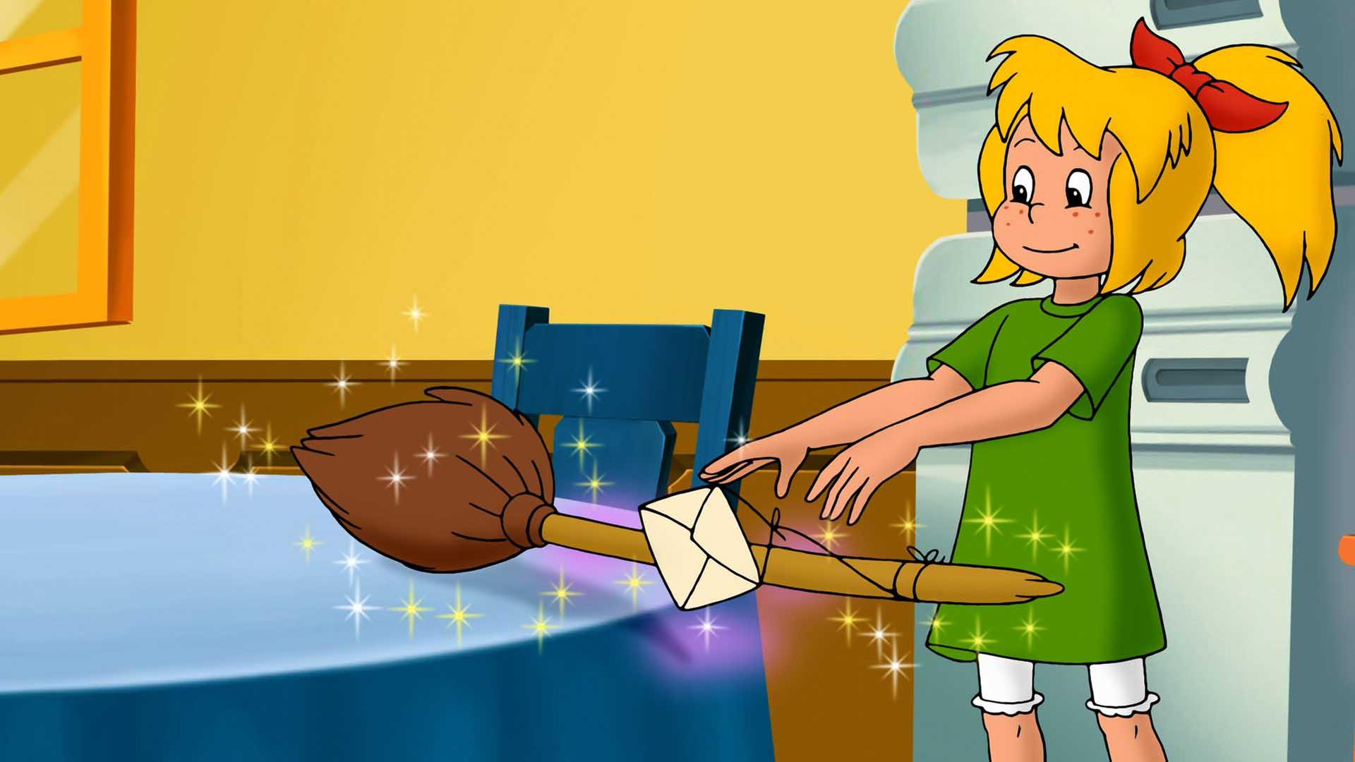 Bibi steht in ihrer Küche neben ihrem Besen Kartoffelbrei