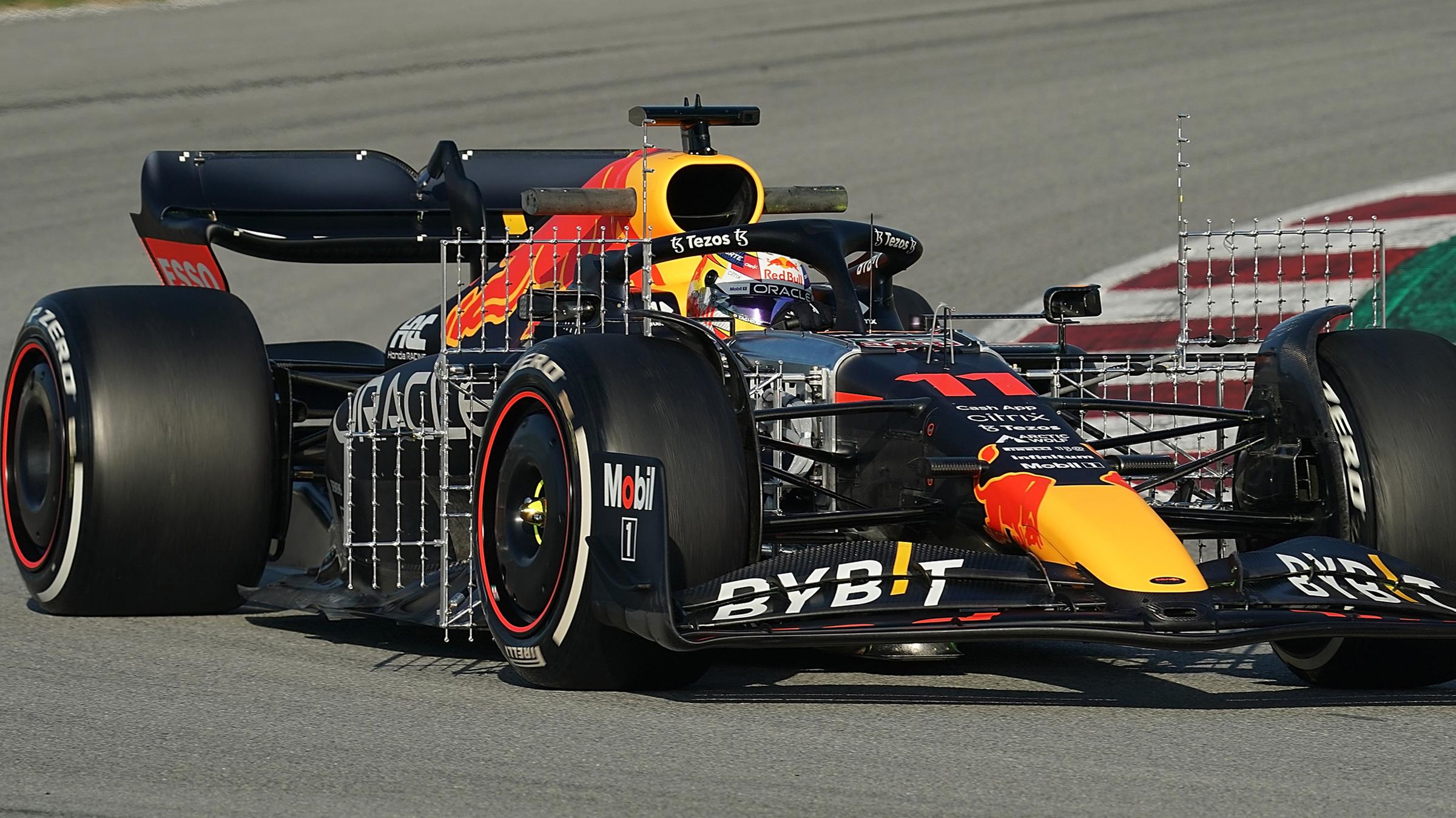 February 24, 2022, Spain, Barcelona: Test drives: Formula 1, test drives before the 2022 season, day 2: Sergio Perez of the Oracle Red Bull team from Mexico on the track in Barcelona.