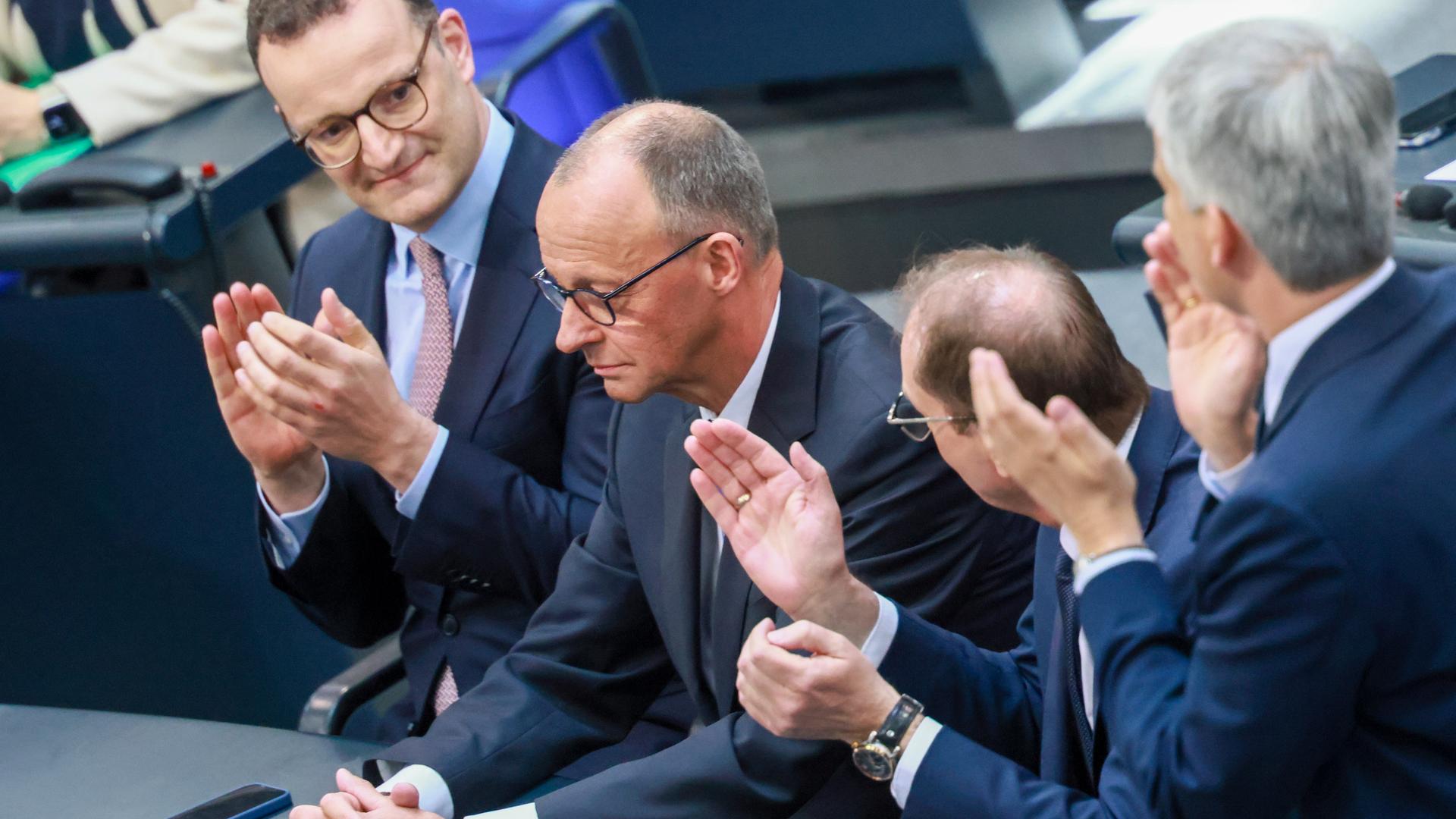 Friedrich Merz nach dem zweiten (erfolgreichen) Wahlgang der Kanzlerwahl