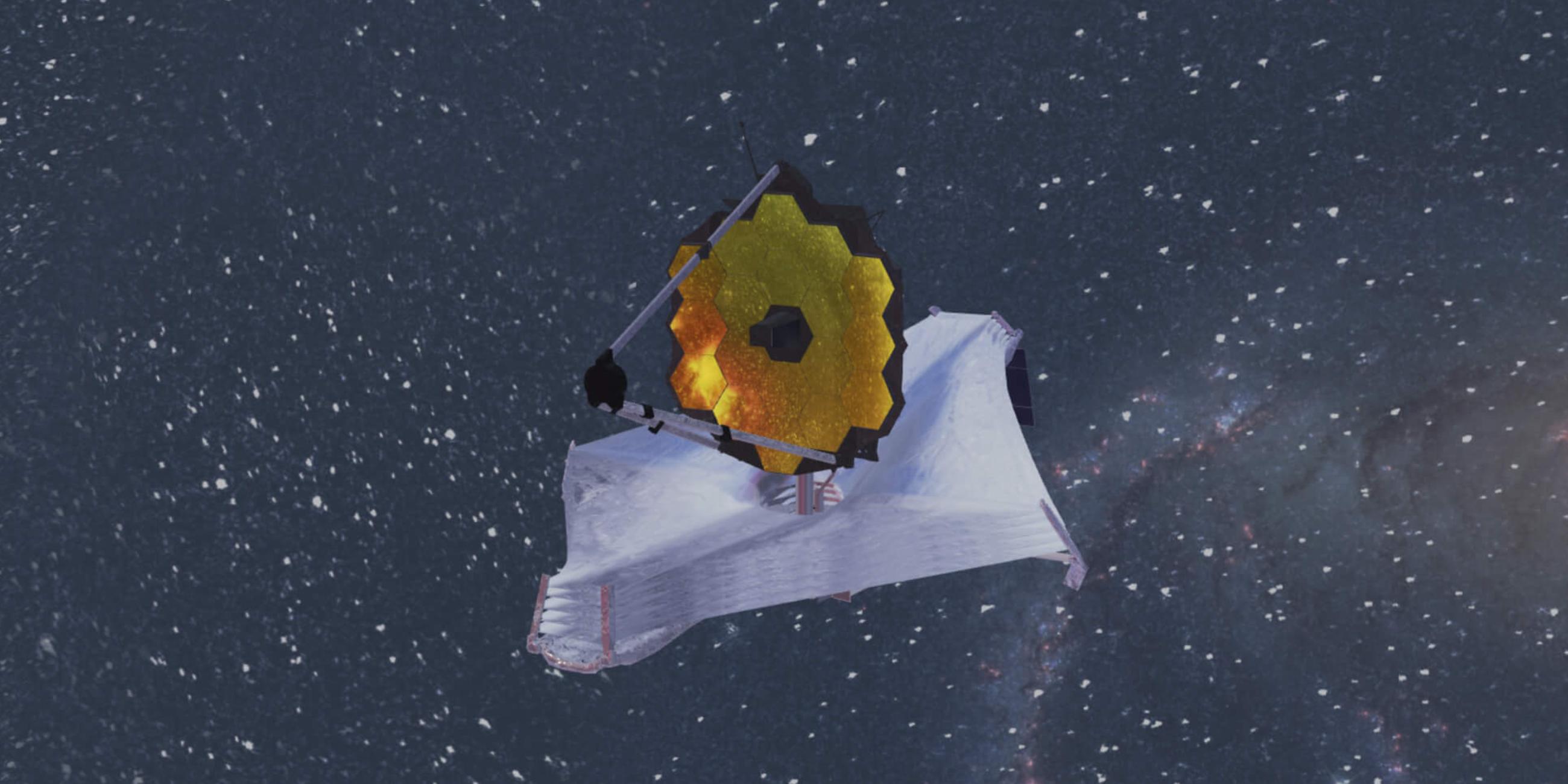 Das James-Webb-Teleskop mit ausgebreitetem Sonnenschild: In 1,5 Millionen Kilometer Entfernung zur Erde soll es neue Erkenntnisse zu den Anfängen des Alls liefern.