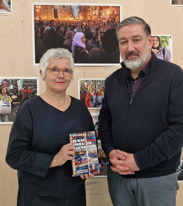 Die Fotografin Katharina Eglau und "Forum"-Moderator Abdul-Ahmad Rashid