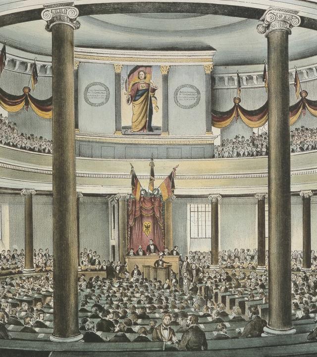 Grafik: Frankfurter Nationalversammlung 1848 in der Paulskirche