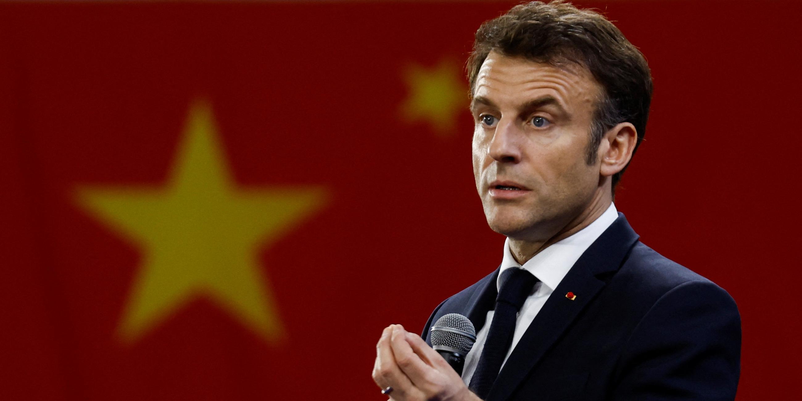 Der französische Präsident Emmanuel Macron während seines Besuches in China.
