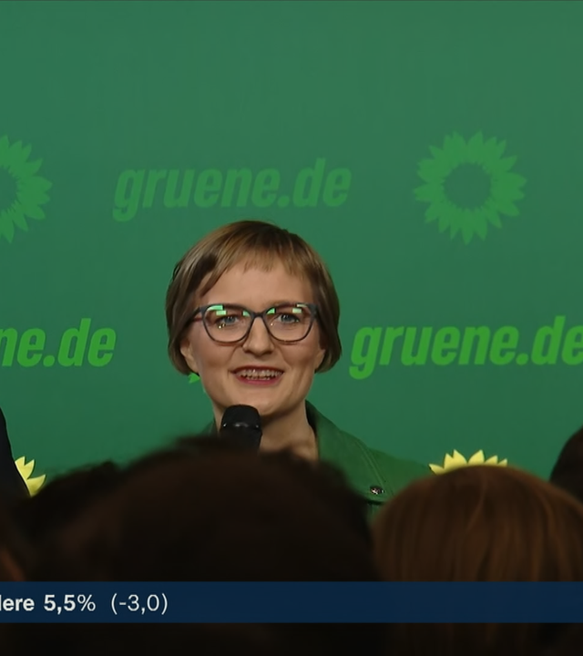 Grünen-Vorsitzende Franziska Brantner mit einer Reaktion zur Landtagswahl in Baden-Württemberg.