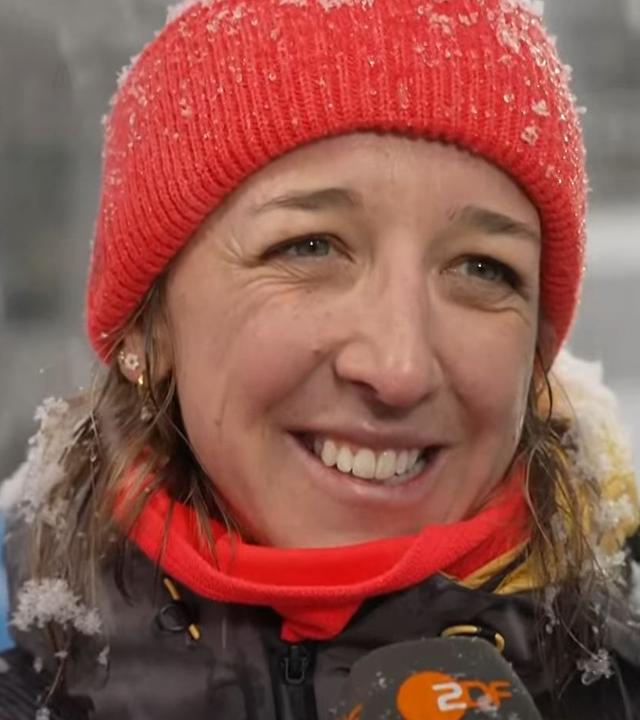 Franziska Preuß im ZDF-Interview nach dem letzten Rennen ihrer Biahtlon-Karriere bei Olympia in Antholz
