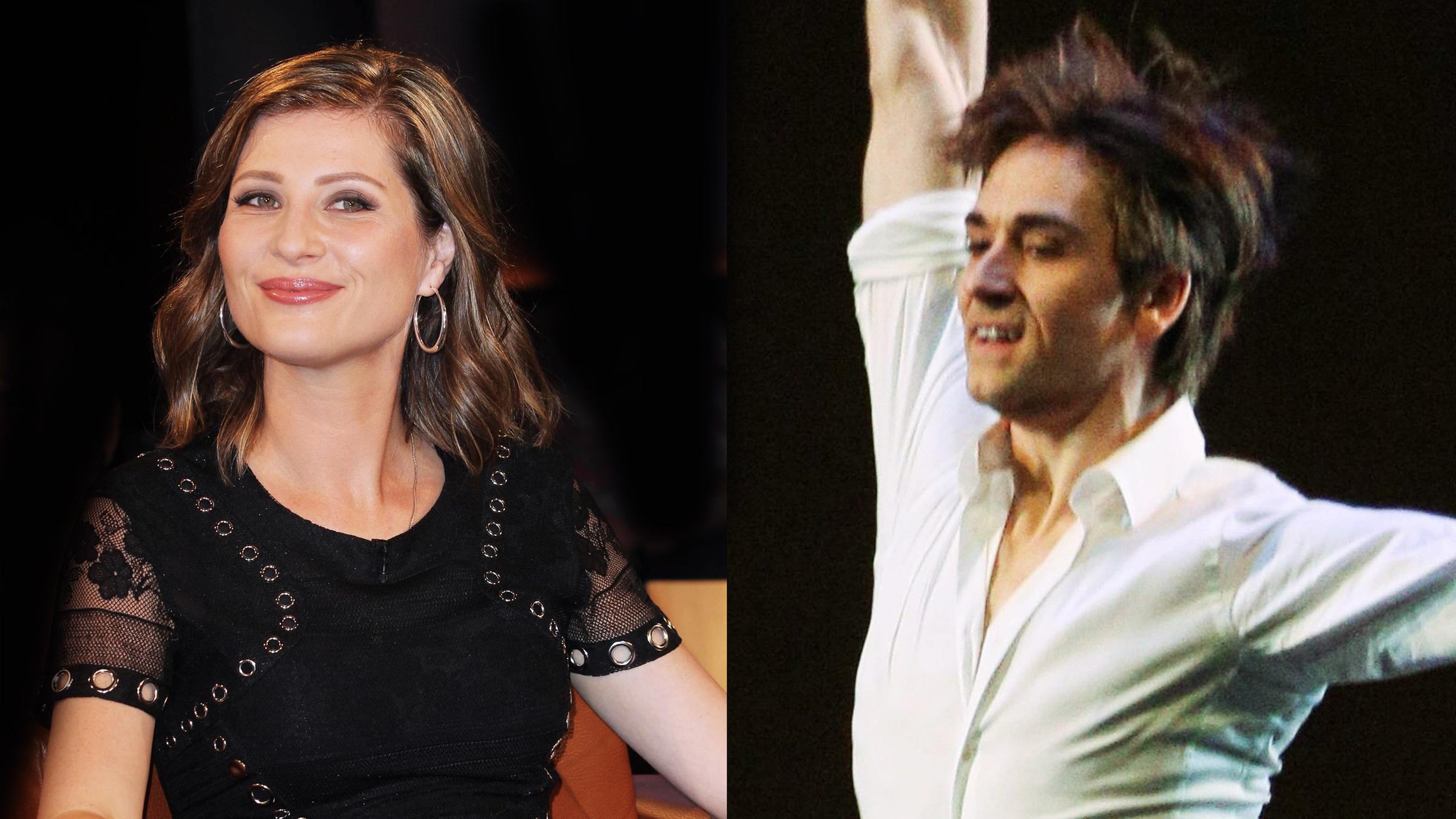 Montage zweier Fotos: das eine zeigt eine junge Frau in Abendkleidung, die in einer Fersehshow sitzt und das zweite einen jungen Tänzer mit nacktem Oberkörper.