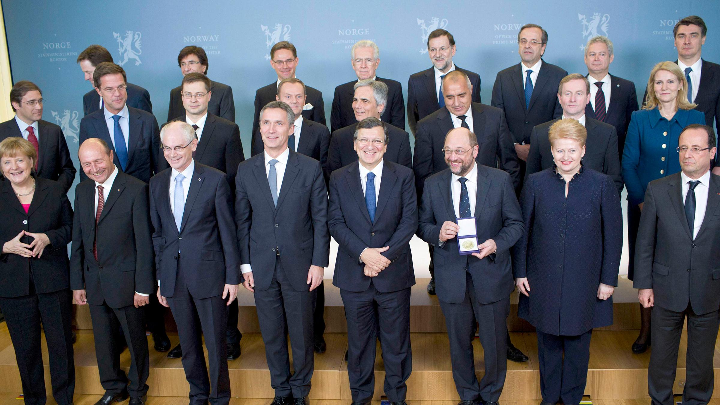 Staatsoberhäupter der EU nehmen Nobelpreis entgegen