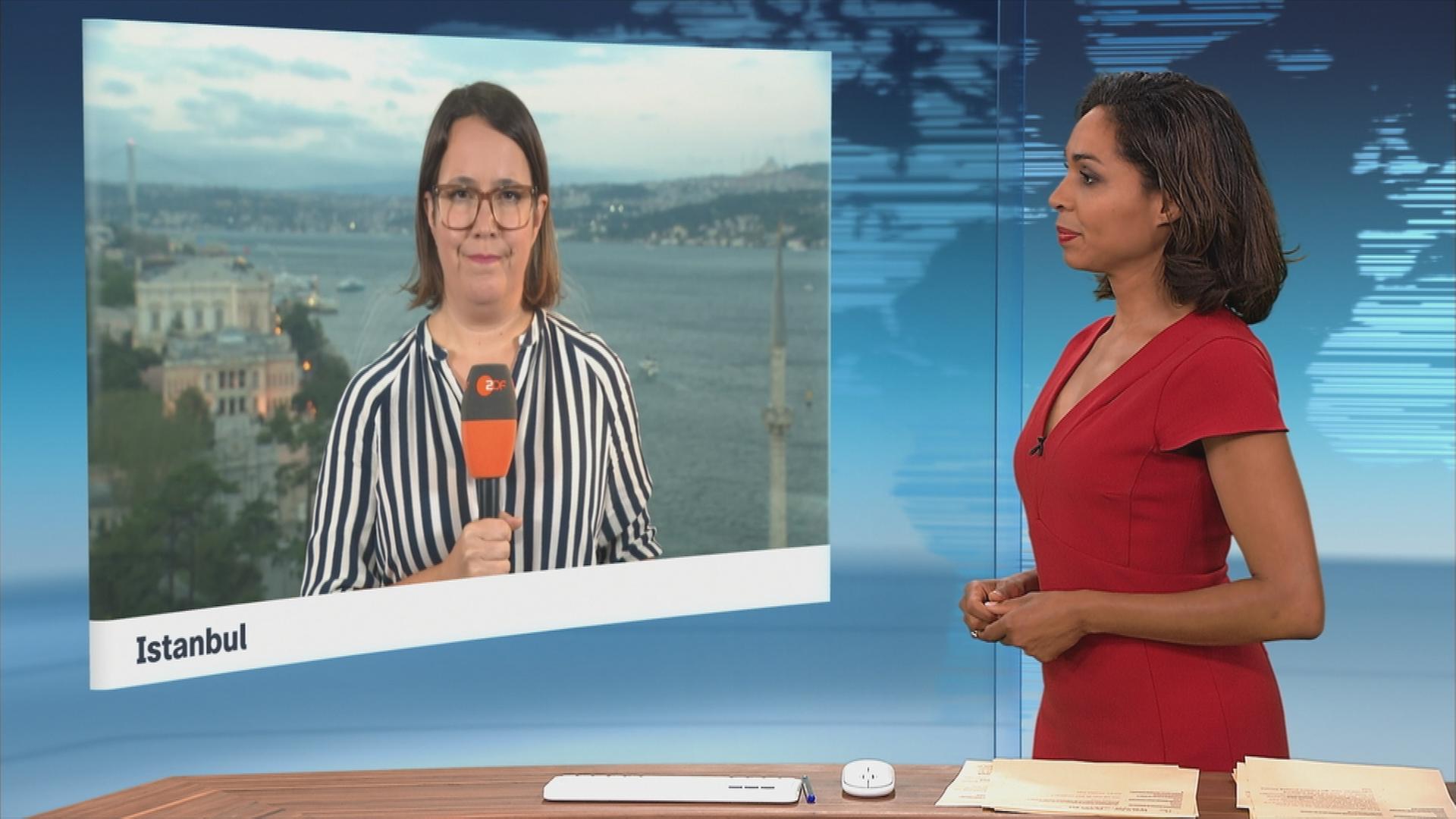 ZDF-Korrespondetin Phoebe Gaa, zugeschaltet ins Studio im Gespräch mit Moderatorin Jana Pareigis.