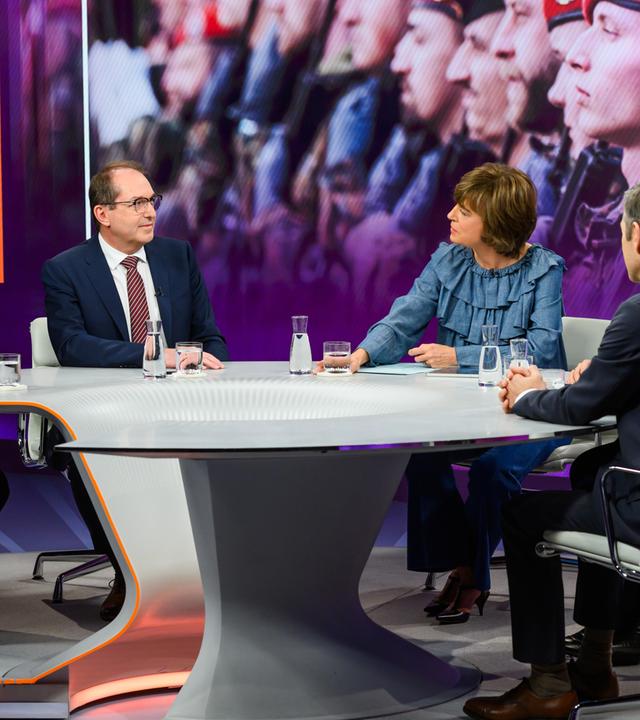 von links.: von links.: André Wüstner, Alexander Dobrindt, Maybrit Illner, Irene Mihalic,Holger Stark