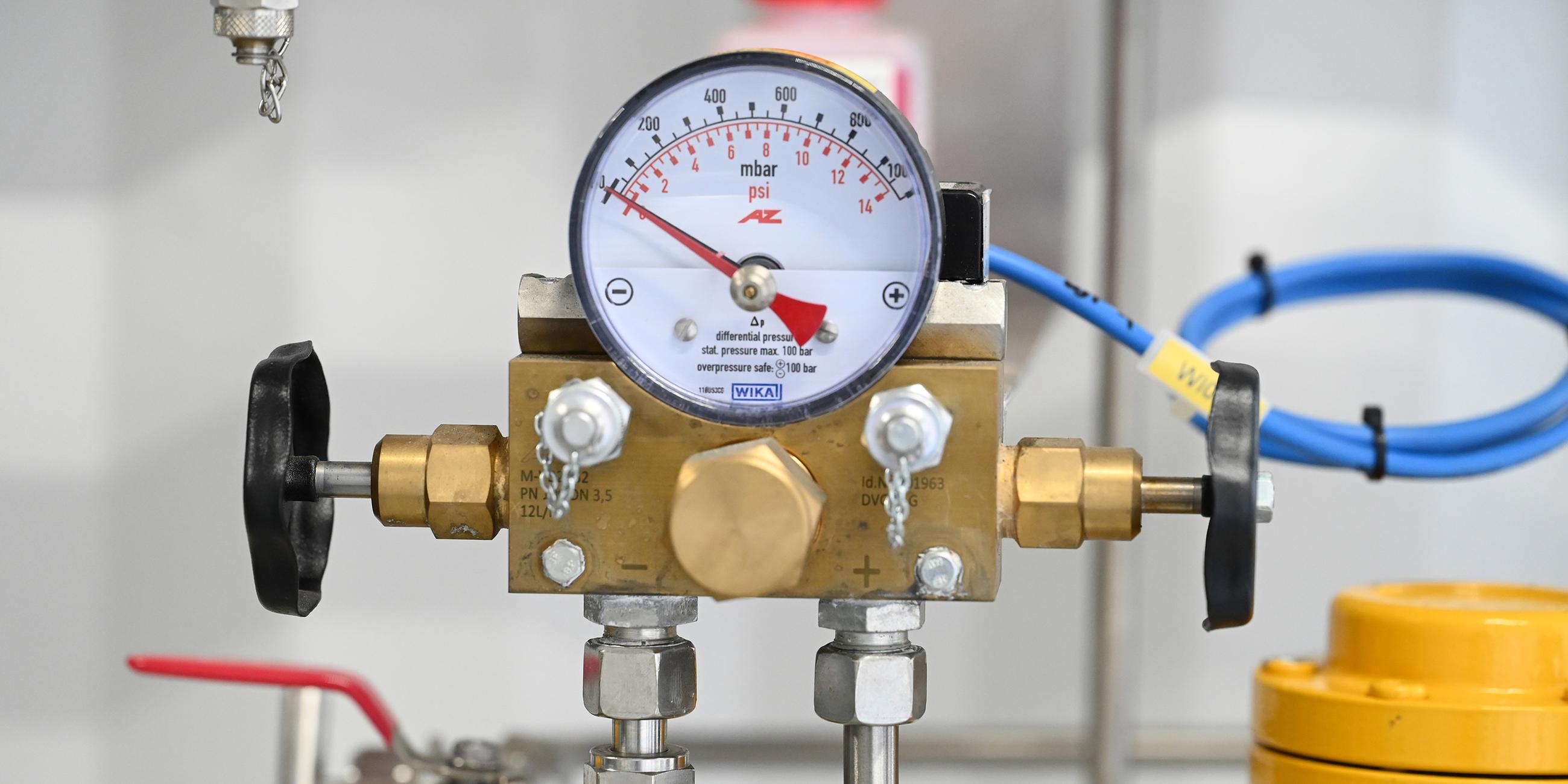 Druckmessgerät in einem Gas-Verteilzentrum