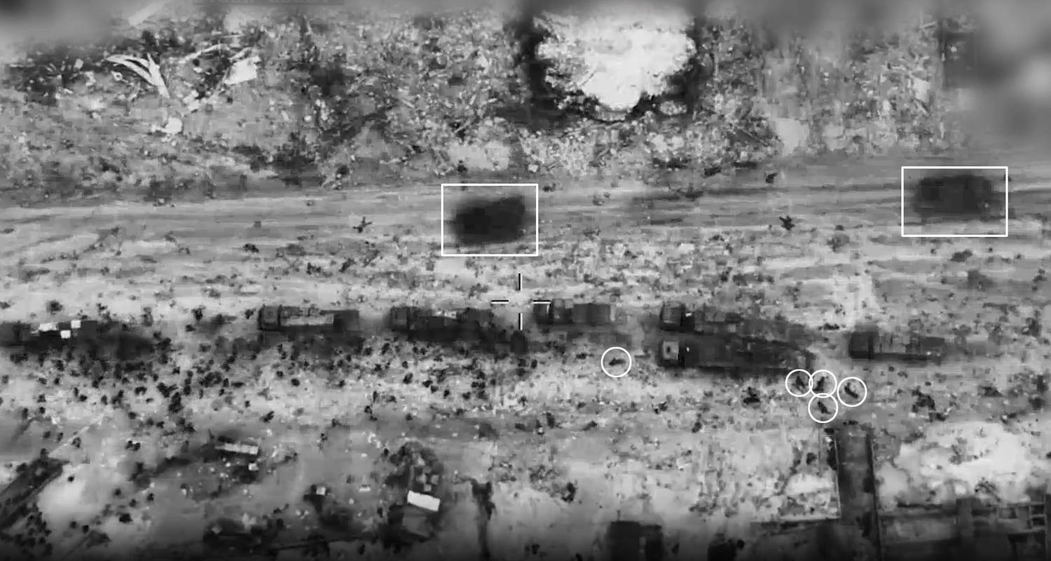 Drohnenaufnahme des Hilfskonvois in Gaza-Stadt