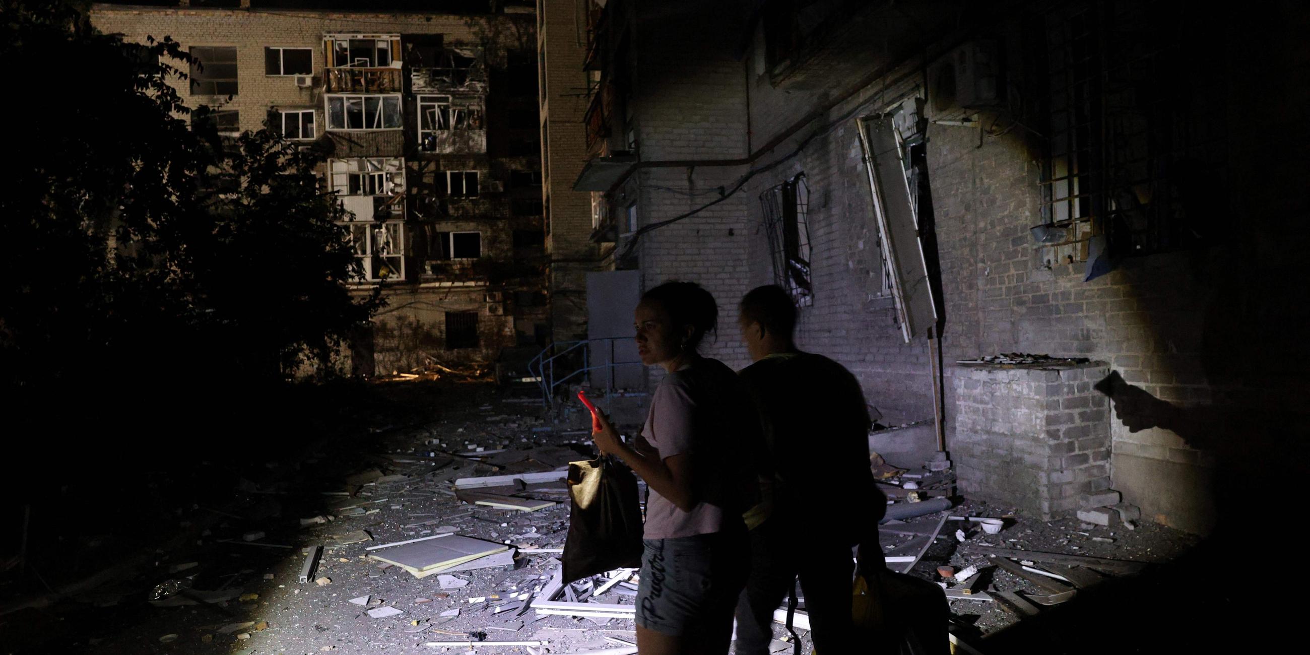 Zerstörungen in einem Wohngebiet in Pokrowsk