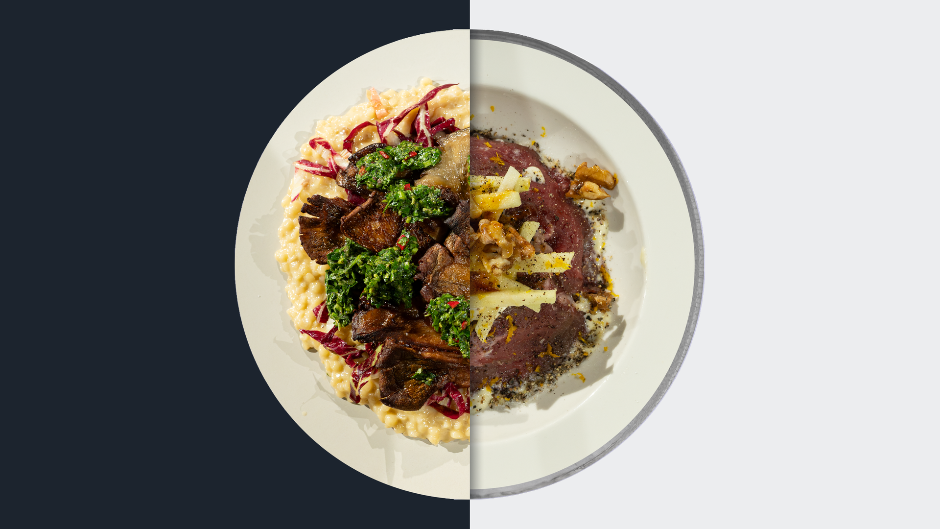 Gebratene Austernpilze vs. Carpaccio mit Steinpilz-Füllung