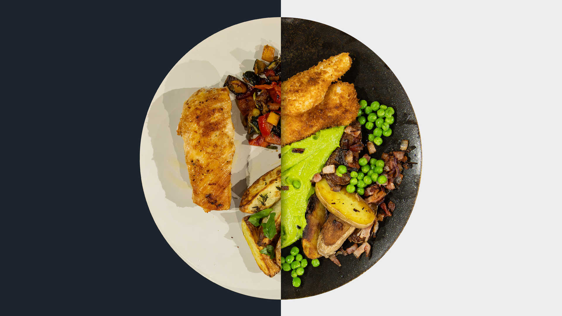Gebratene Hähnchenbrust vs. Fischstäbchen