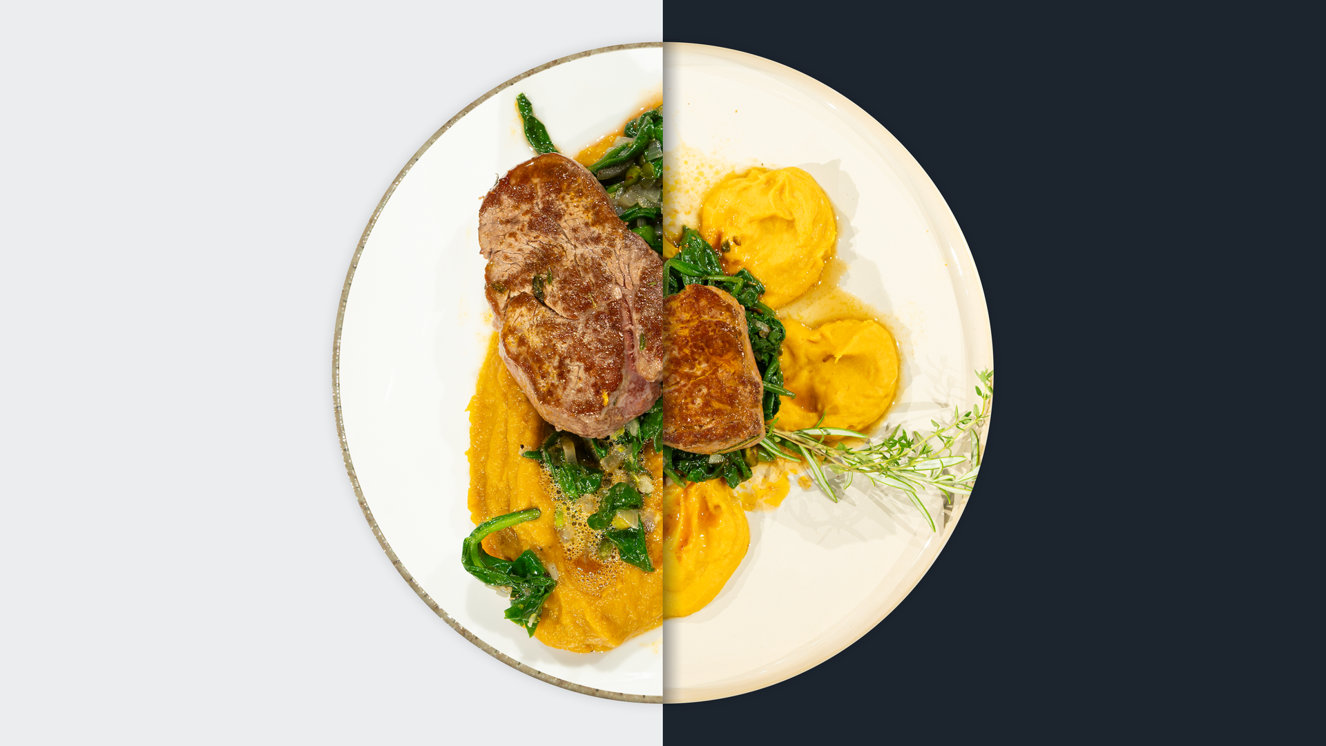 Gebratene Kalbsmedaillons mit Kürbis-Dattel-Creme