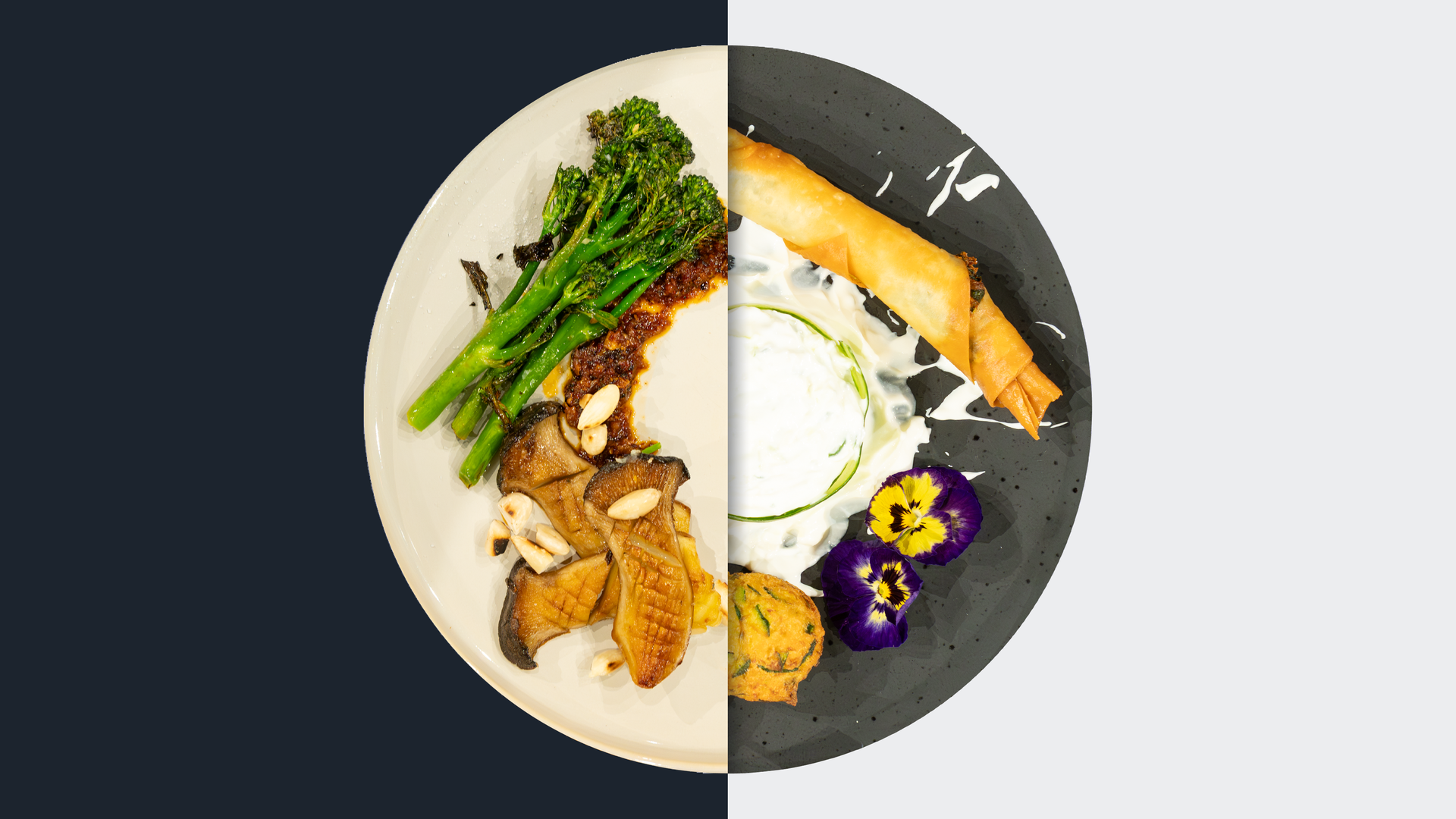 Gebratene Kräuterseitlinge vs. Spinat-Feta-Röllchen