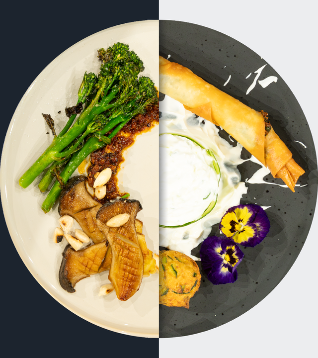 Gebratene Kräuterseitlinge vs. Spinat-Feta-Röllchen