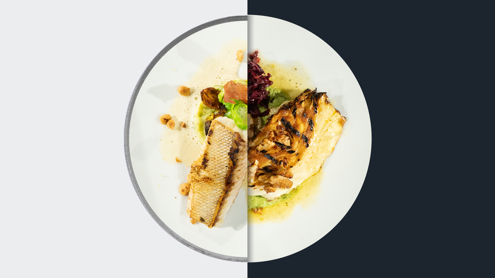 Gebratener Zander, vs. Spitzkohl-"Steak"