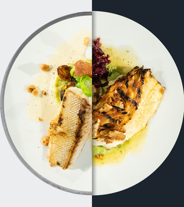 Gebratener Zander, vs. Spitzkohl-"Steak"