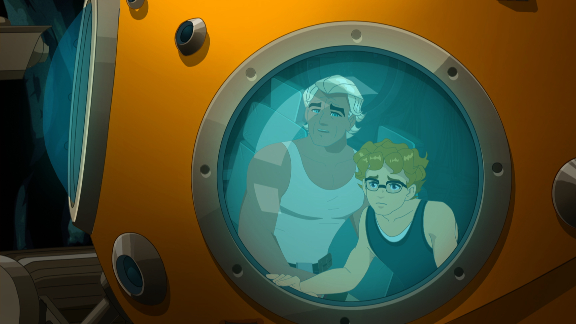 Lewis taucht mit Stanley Finch im U-Boot.