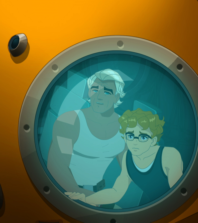 Lewis taucht mit Stanley Finch im U-Boot.