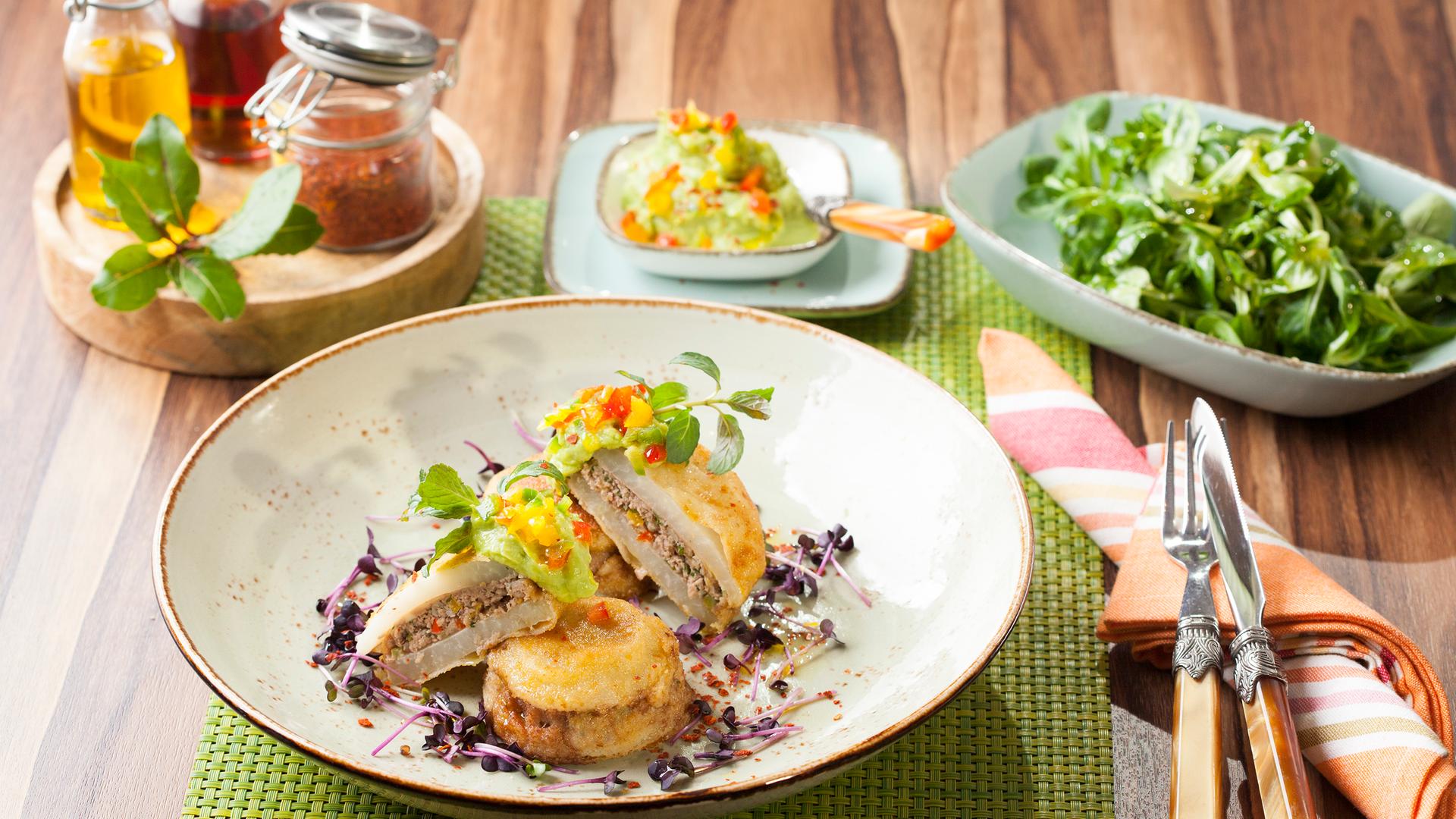 Gefüllte Kohlrabimedaillons