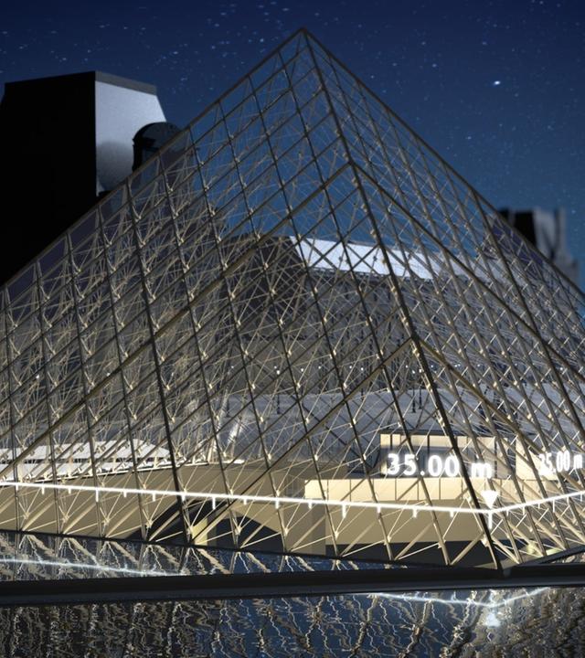 "Geheimes Paris - Monumente, Macht, Magie": Die Pyramide im Hof des Louvre bei Nacht.