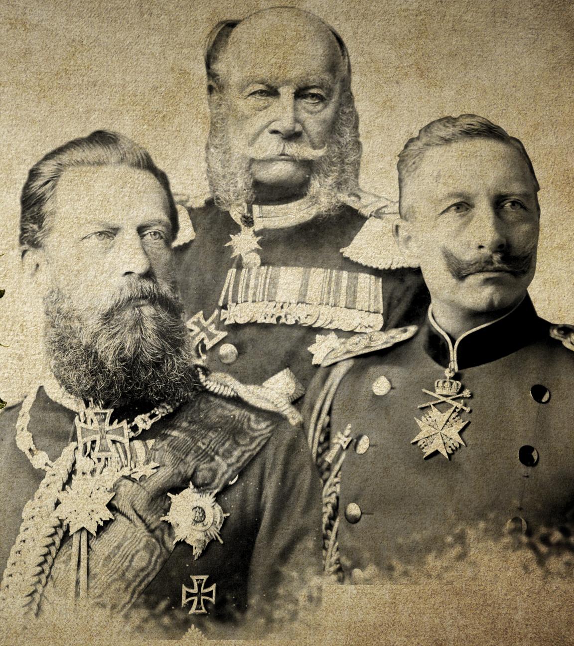 Montage; rechts Kaiser Wilhelm I, links das Berliner Stadtschloss mit Kaiser Wilhelm Denkmal
