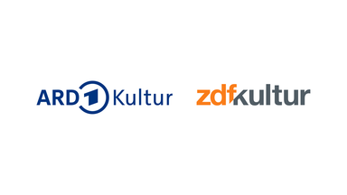 Beide Logos nebeneinander vor weißem Hintergrund: ARD Kultur und ZDFkultur