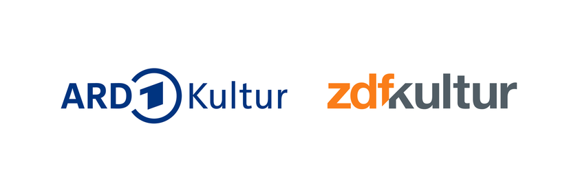 Beide Logos nebeneinander vor weißem Hintergrund: ARD Kultur und ZDFkultur