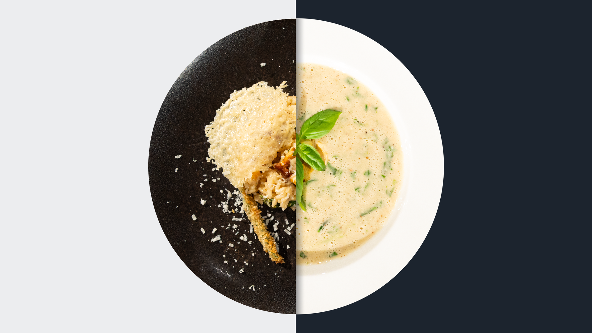 Gemüse-Risotto vs. Basilikum-Cremesuppe