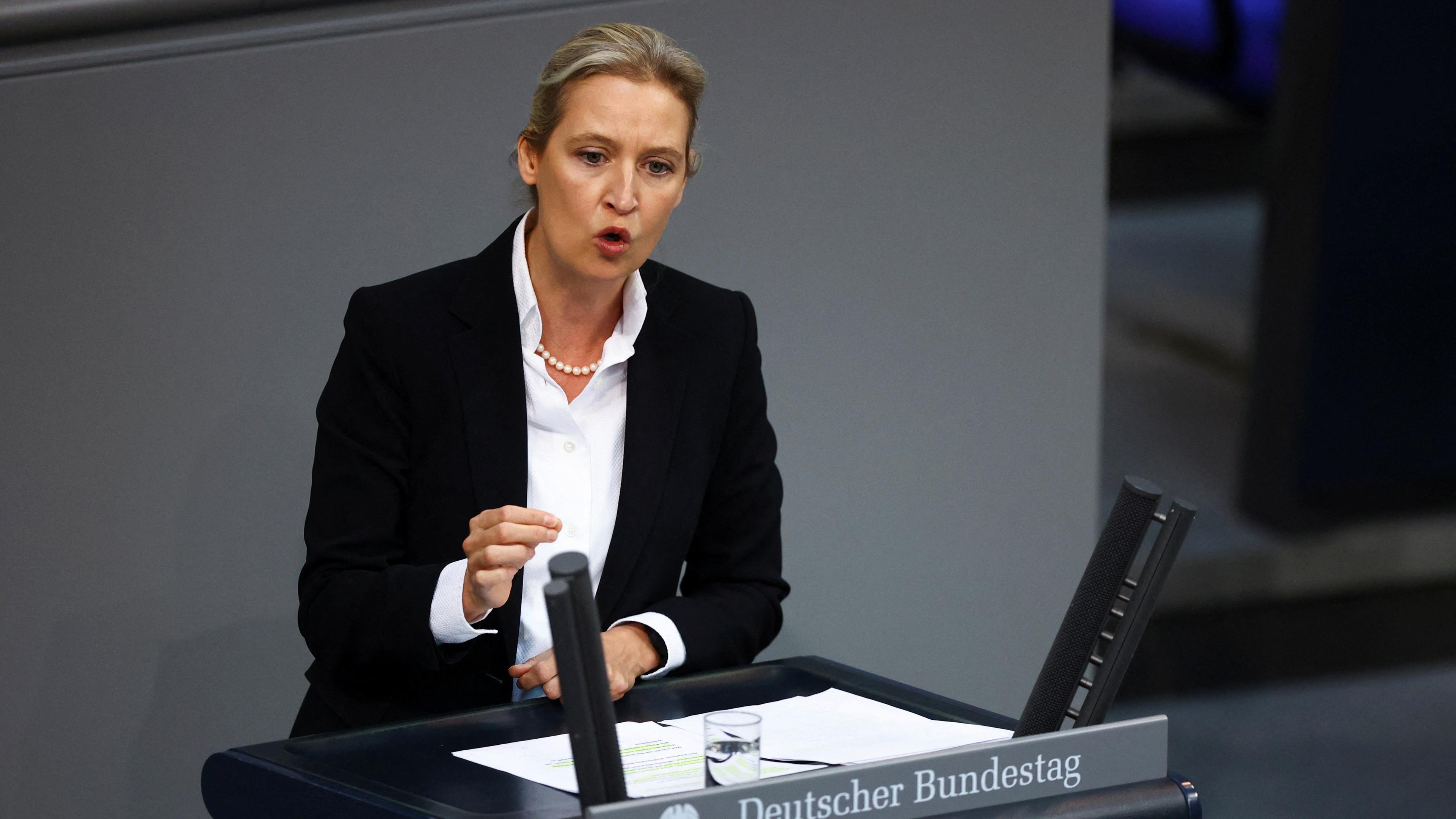 Alice Weidel bei der Generaldebatte im Bundestag in Berlin am 23.11.2022