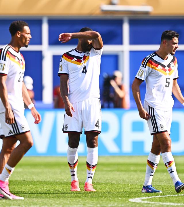 Felix Nmecha, Jonathan Tah und Aleksandar Pavlovic am 29.06.26