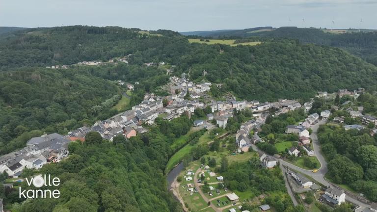 Luftaufnahme von Häusern mehrerer Wohnsiedlungen umgeben von Wald.
