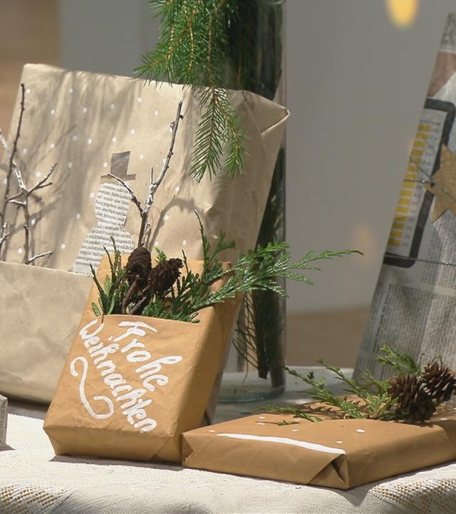 Nachhaltig eingepackte Weihnachtsgeschenke