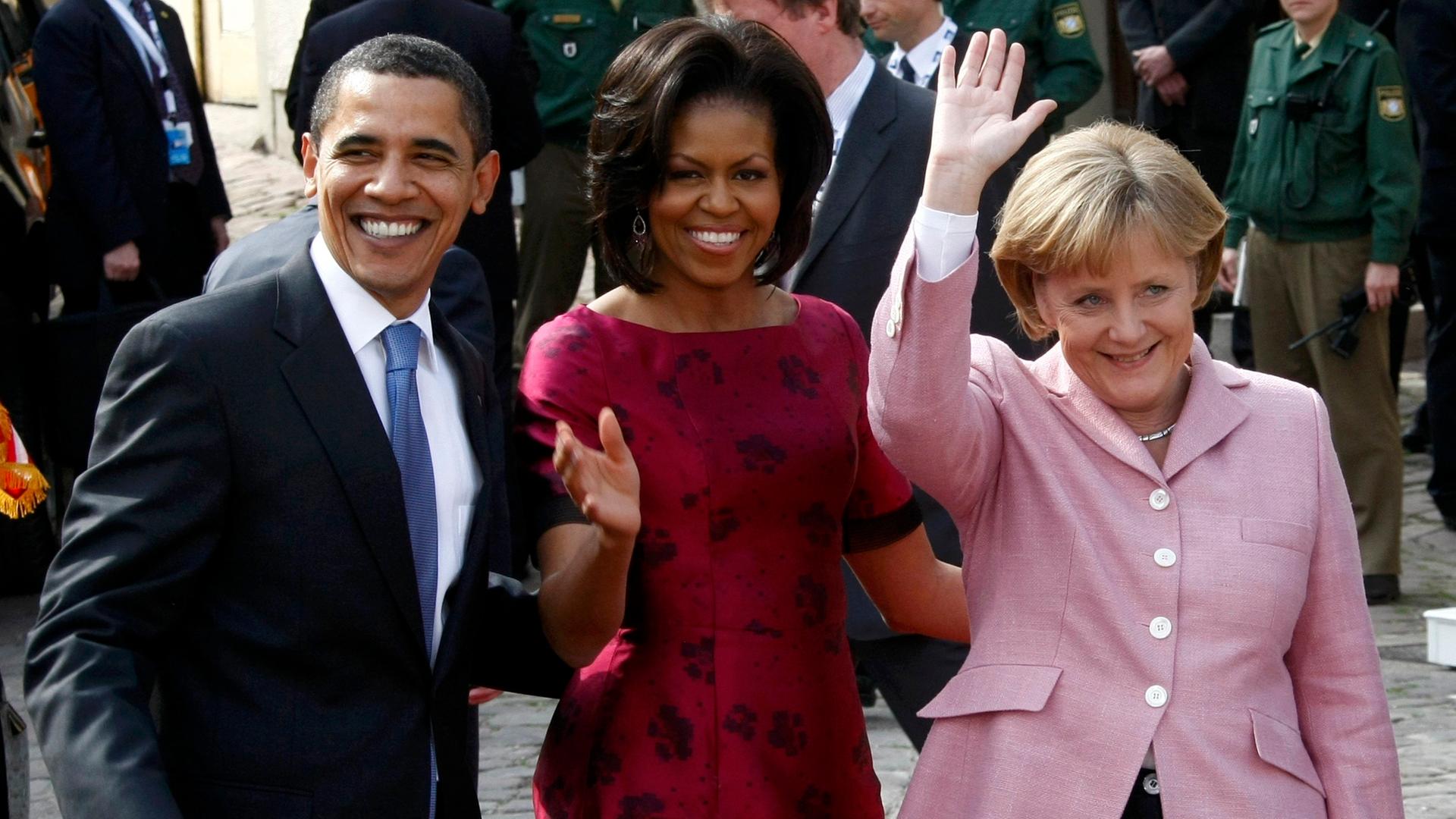 Angela Merkel sowie Michelle und Barack Obama beim NATO-Gipfel 2009 in Baden-Baden