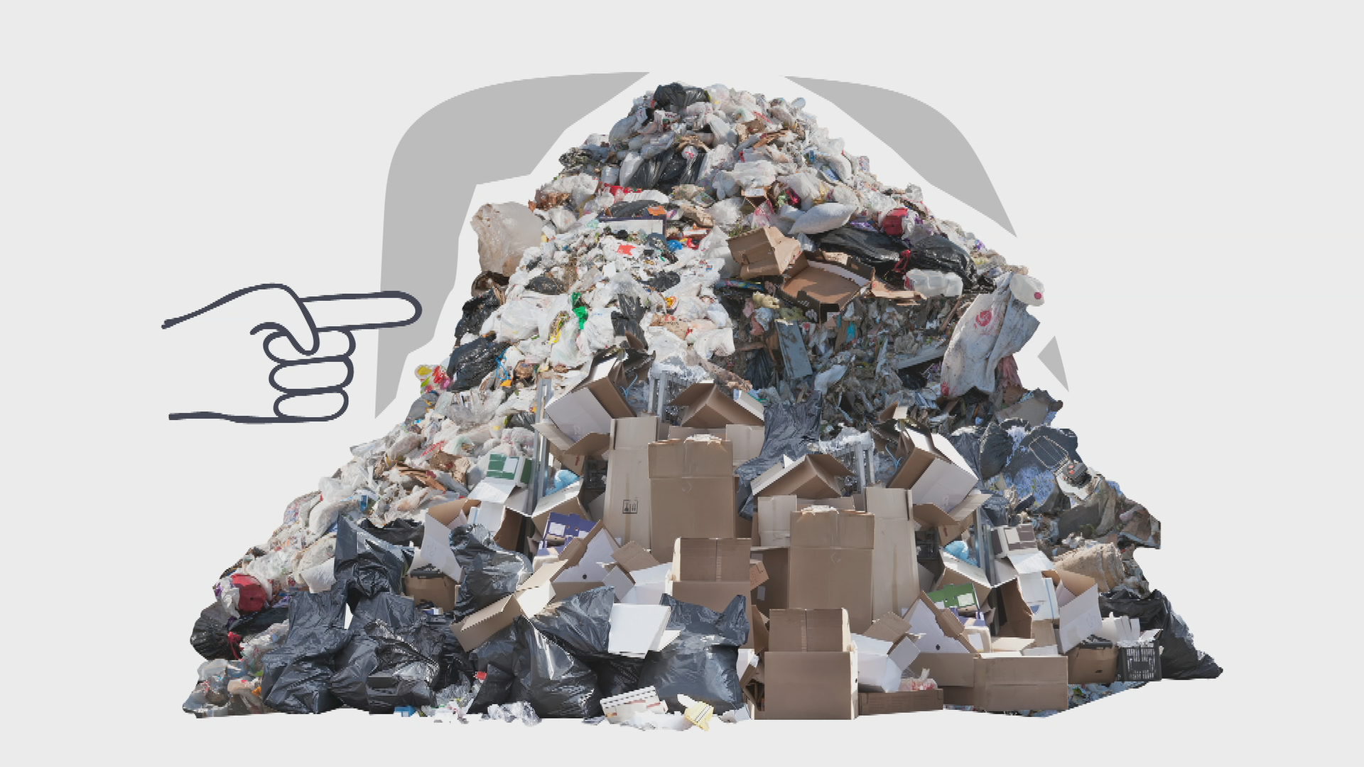 Grafik: Hand deutet auf Müllhaufen