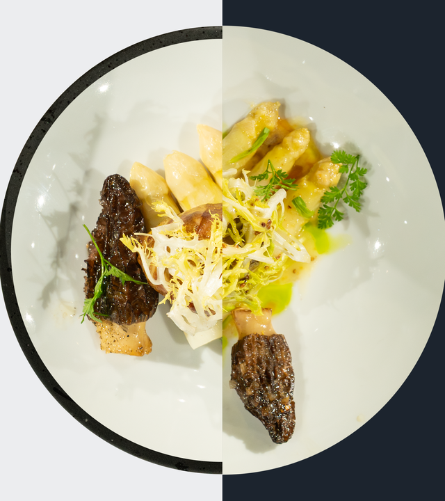 Geschmorte Topinambur mit weißem Spargel