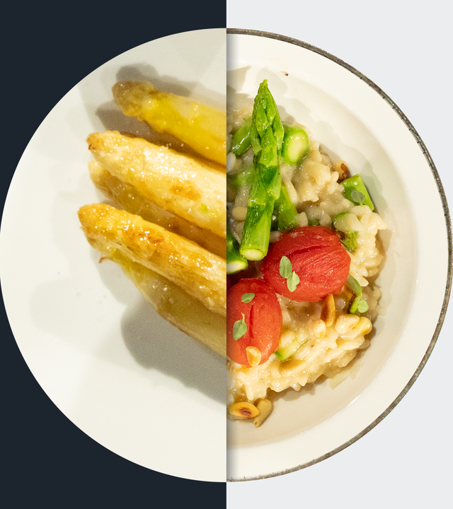 Geschmorter Weißer Spargel vs. Spargel-Risotto