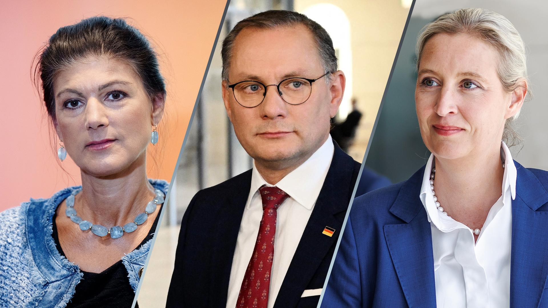 Sahra Wagenknecht, Tino Chrupalla und Alice Weidel.