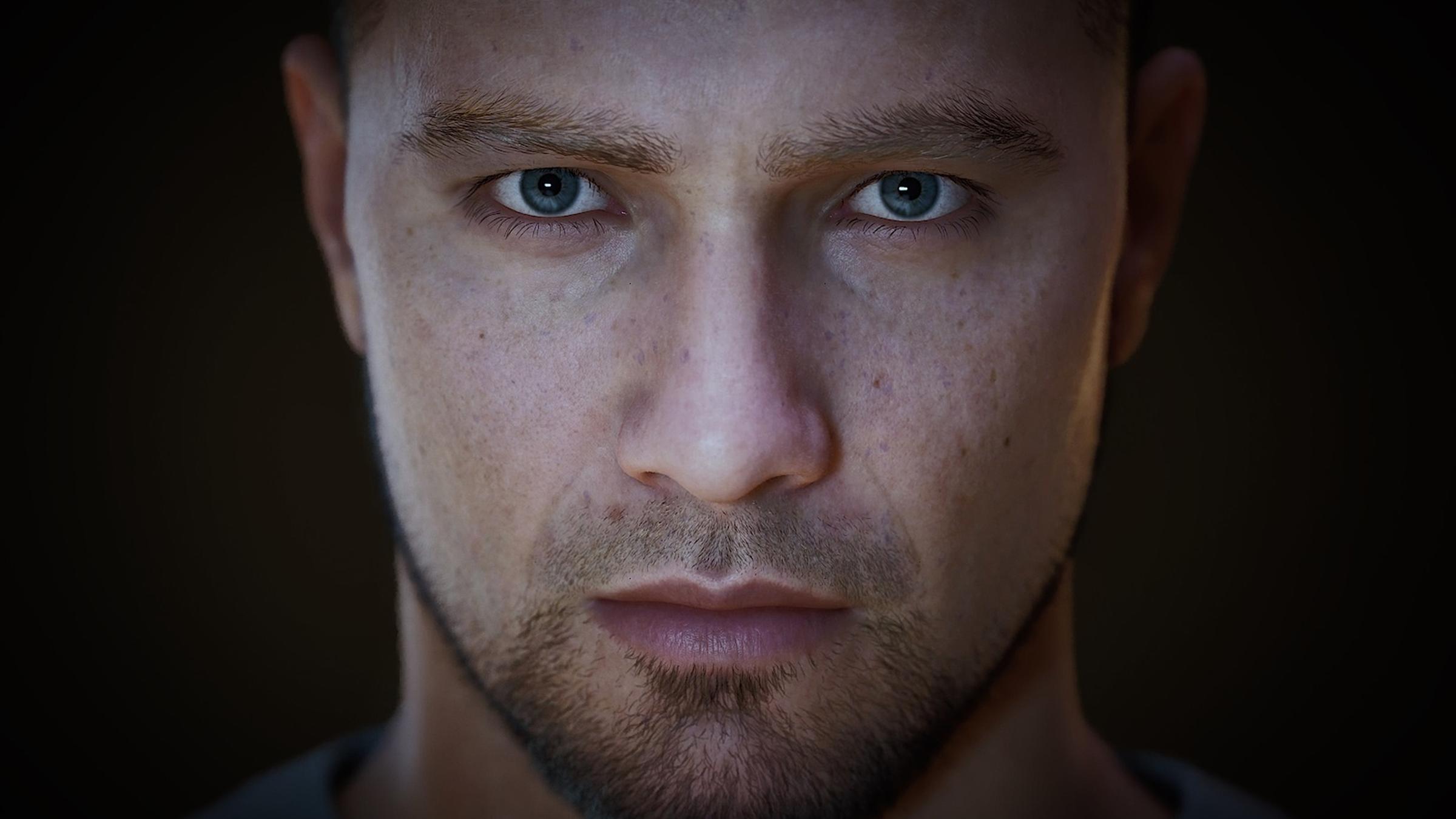 Nahaufnahme eines männlichen Gesichts.