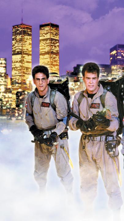 Plakatmotiv zum Film "Ghostbusters" mit Harold Ramis, Bill Murray, Dan Aykroyd und Ernie Hudson.