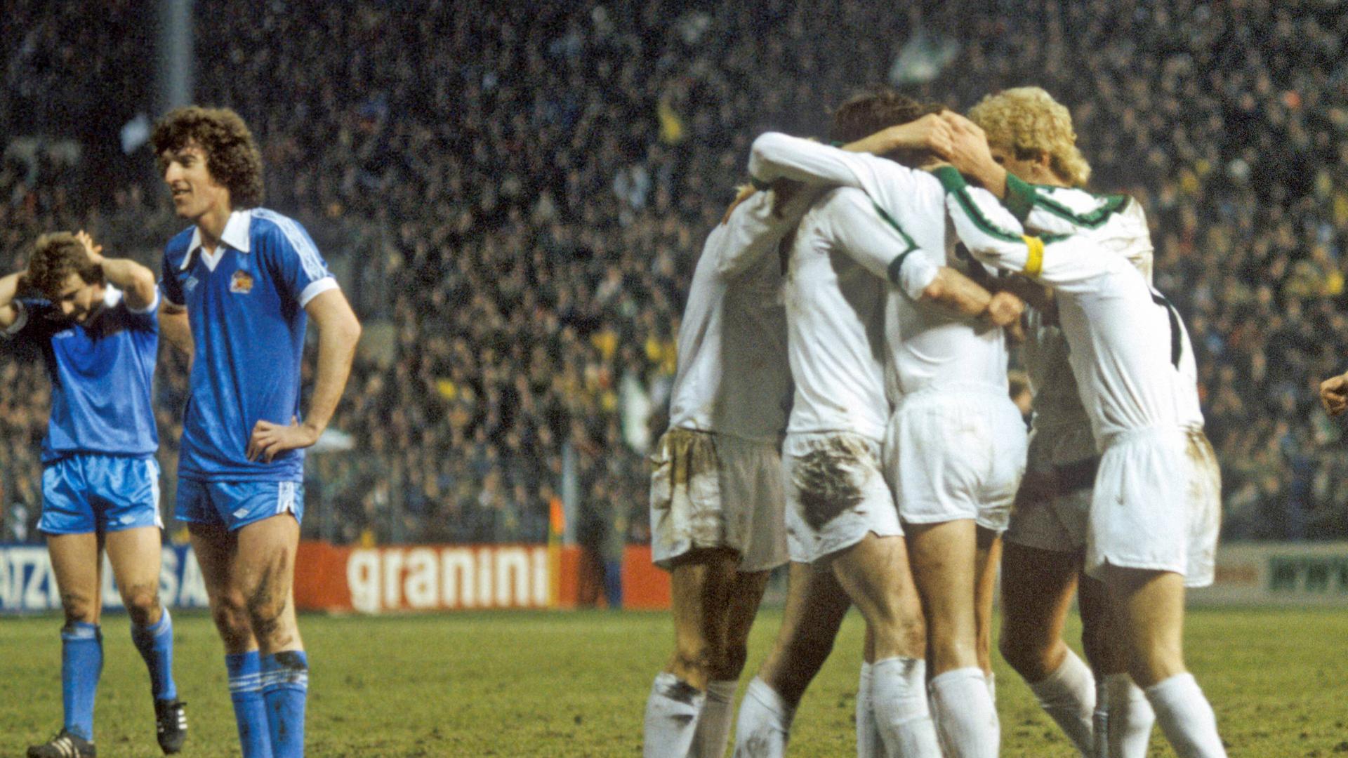 Gladbacher Jubel 1979 &uuml;ber den Sieg gegen Manchester City
