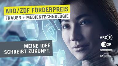Plakat der Kampagne 2025 zum ARD/ZDF Förderpreis "Frauen und Medientechnologie"